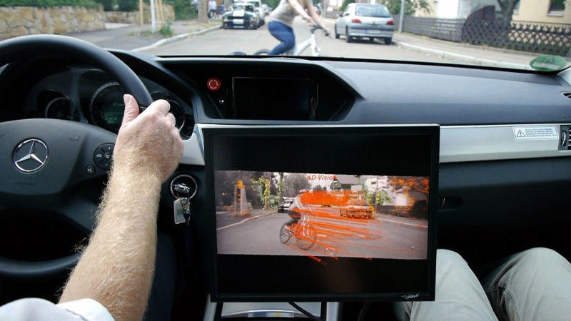 Stereokamera auto mobil probiert die Stereokamera aus