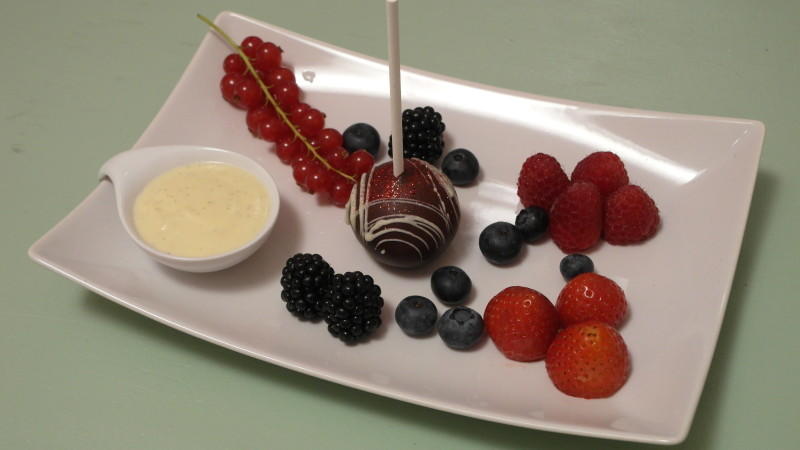 Marvins Nachspeise: Schokoladen Cake Pops mit Früchten Marvins Nachspeise: Schokoladen Cake Pops mit Früchten