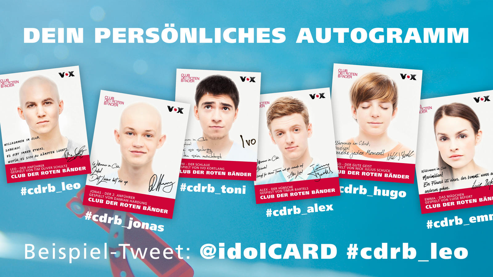 Club der roten Bänder: Bestell Dir jetzt Deine ganz persönliche digitale Autogrammkarte von Deinem Lieblings-Clubmitg... Club der roten Bänder: idolcards